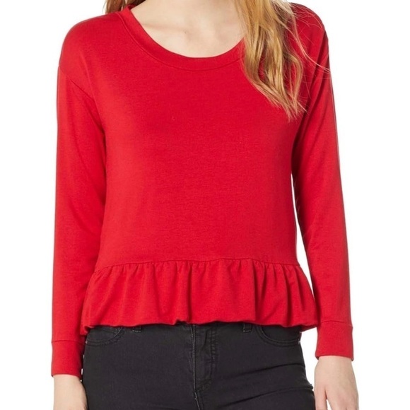 Cloth & Stone by Anthropolgie Red Long Sleeve Tie Back Top Blouse Size small - Picture 1 of 11
